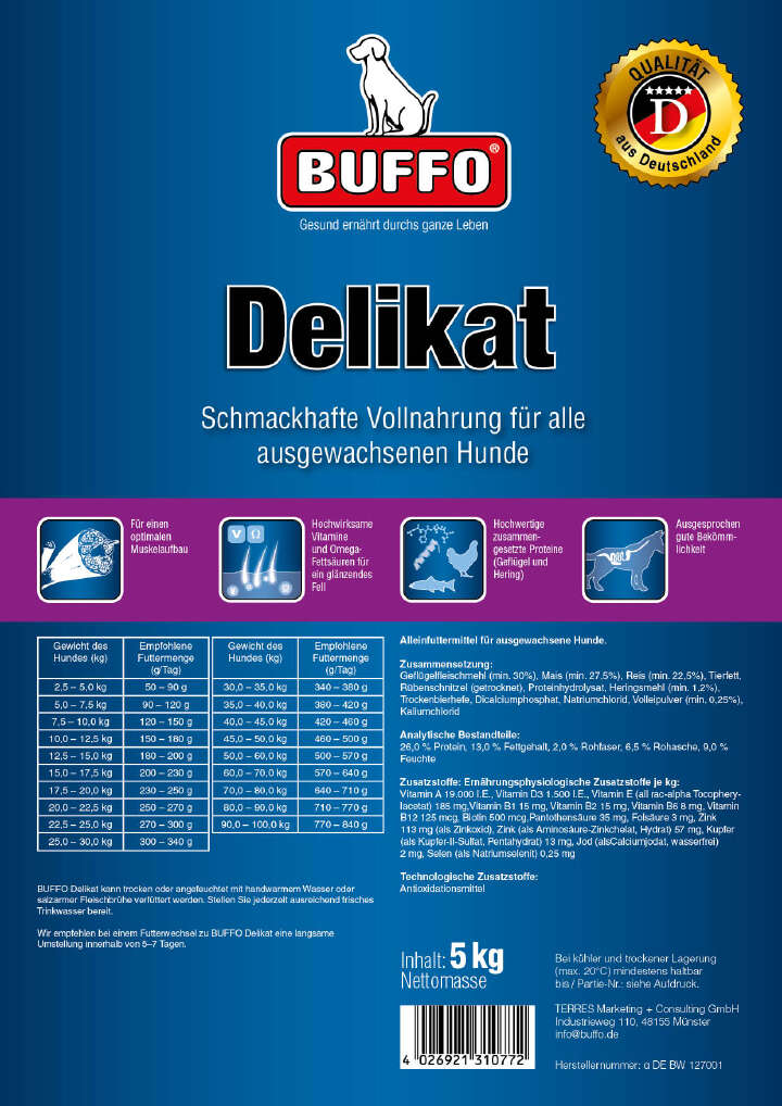 BUFFO Hunde-Trockenfutter Delikat